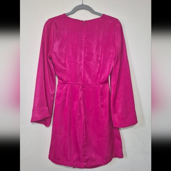 Zara Fuchsia Satin Wrap Dress - Picture 4 of 5